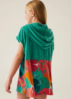 Regatta Turquoise Tropical Leaf Kids Towel II Robe (3- 13 Yrs)