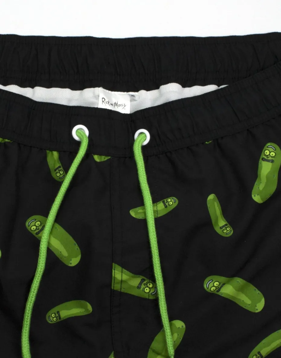 Rick & Morty Black Pickle Rick Swim Shorts