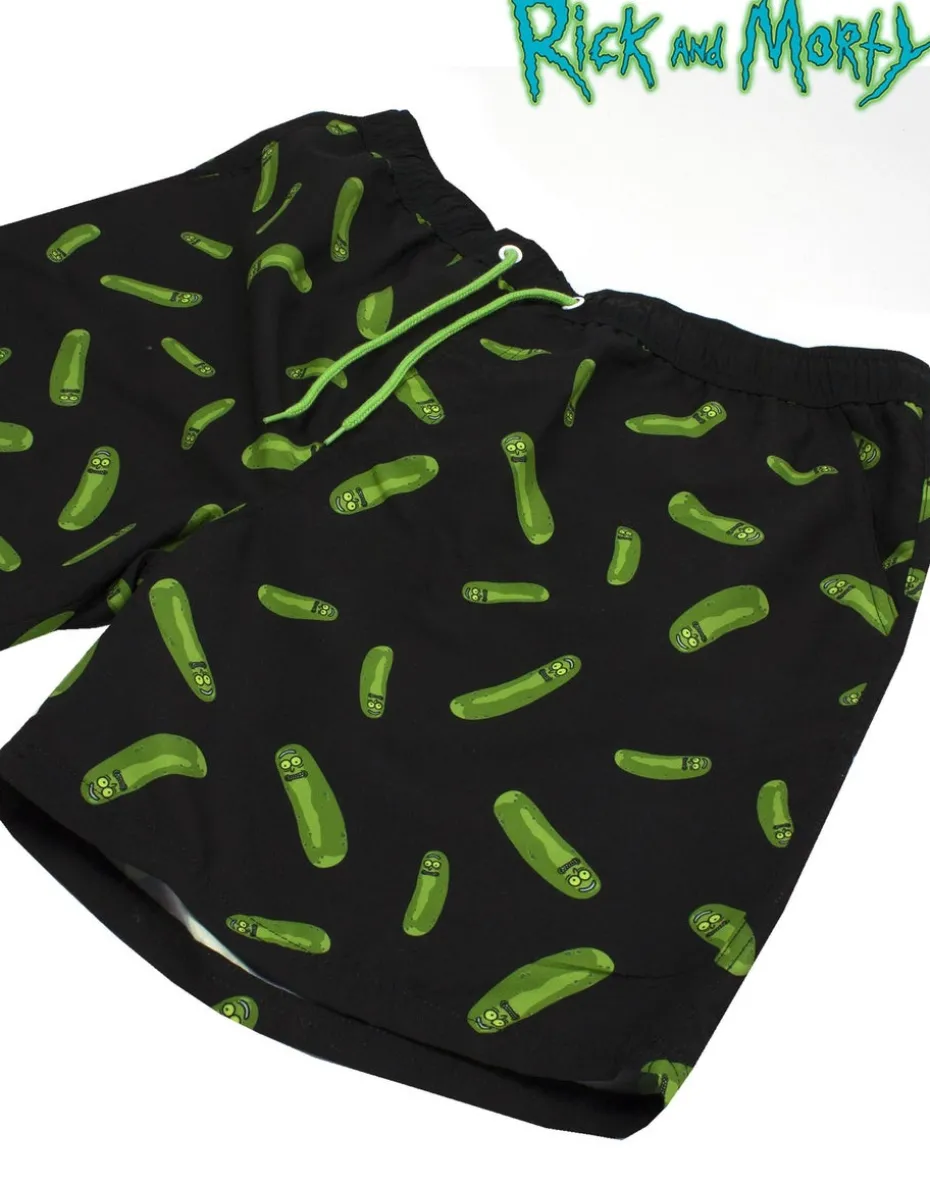 Rick & Morty Black Pickle Rick Swim Shorts
