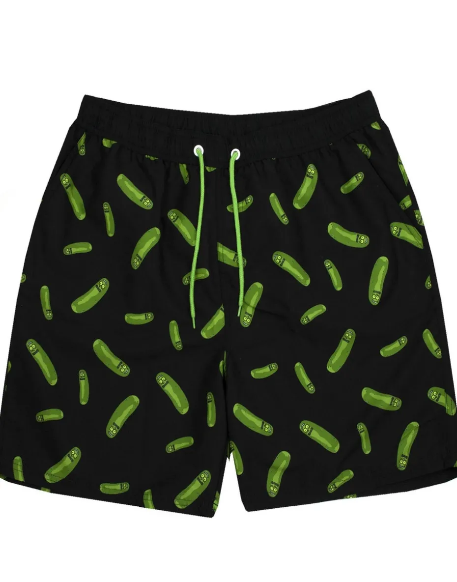 Rick & Morty Black Pickle Rick Swim Shorts