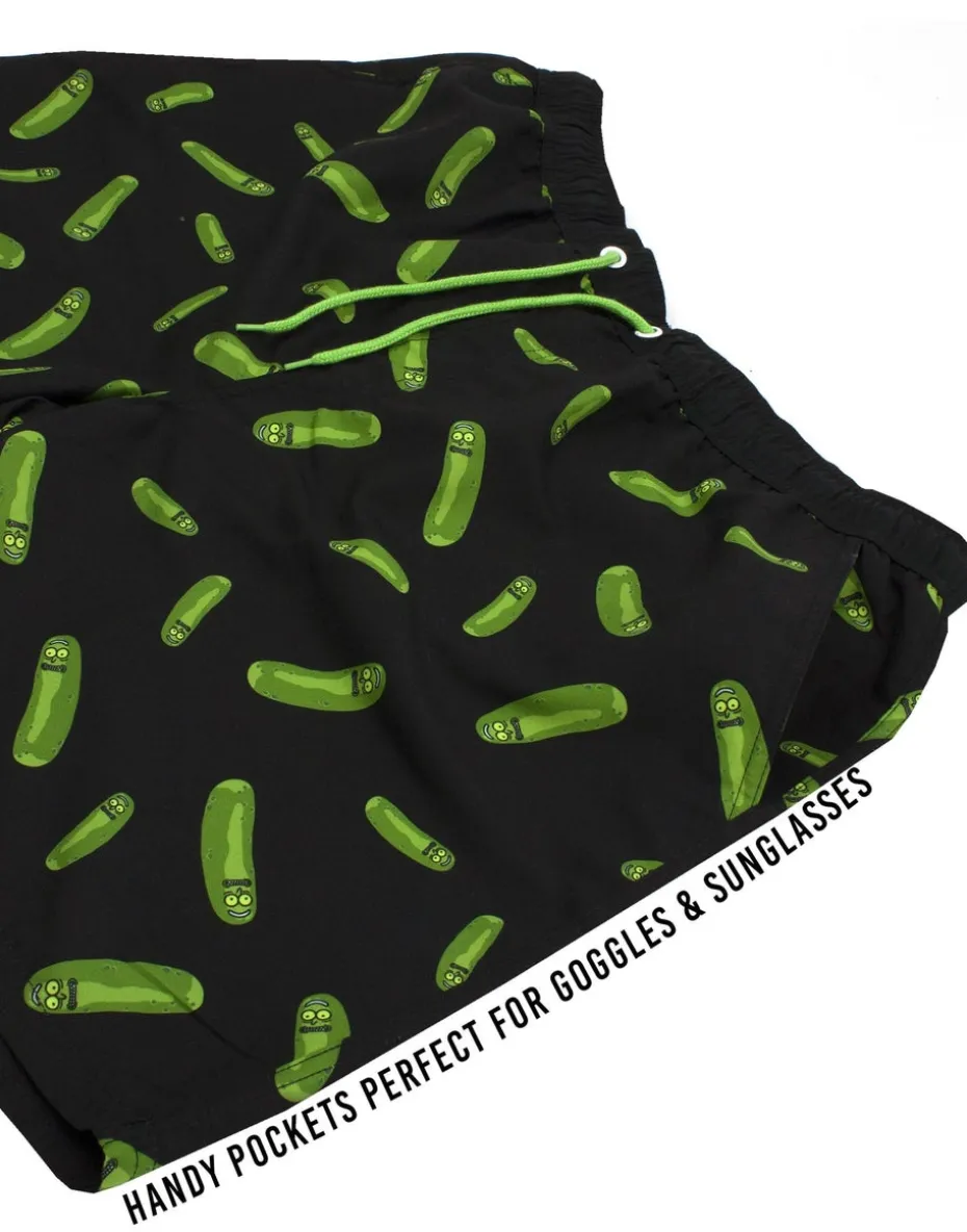 Rick & Morty Black Pickle Rick Swim Shorts