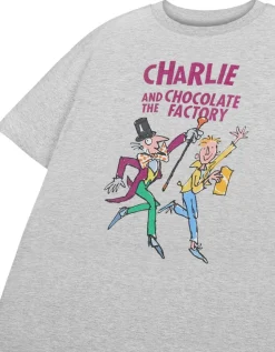 Roald Dahl Charlie & The Chocolate Factory Unisex Kids Grey T-Shirt (3-14 Years)