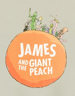 Roald Dahl James & The Giant Peach Unisex Kids Beige T-Shirt (3-14 Years)