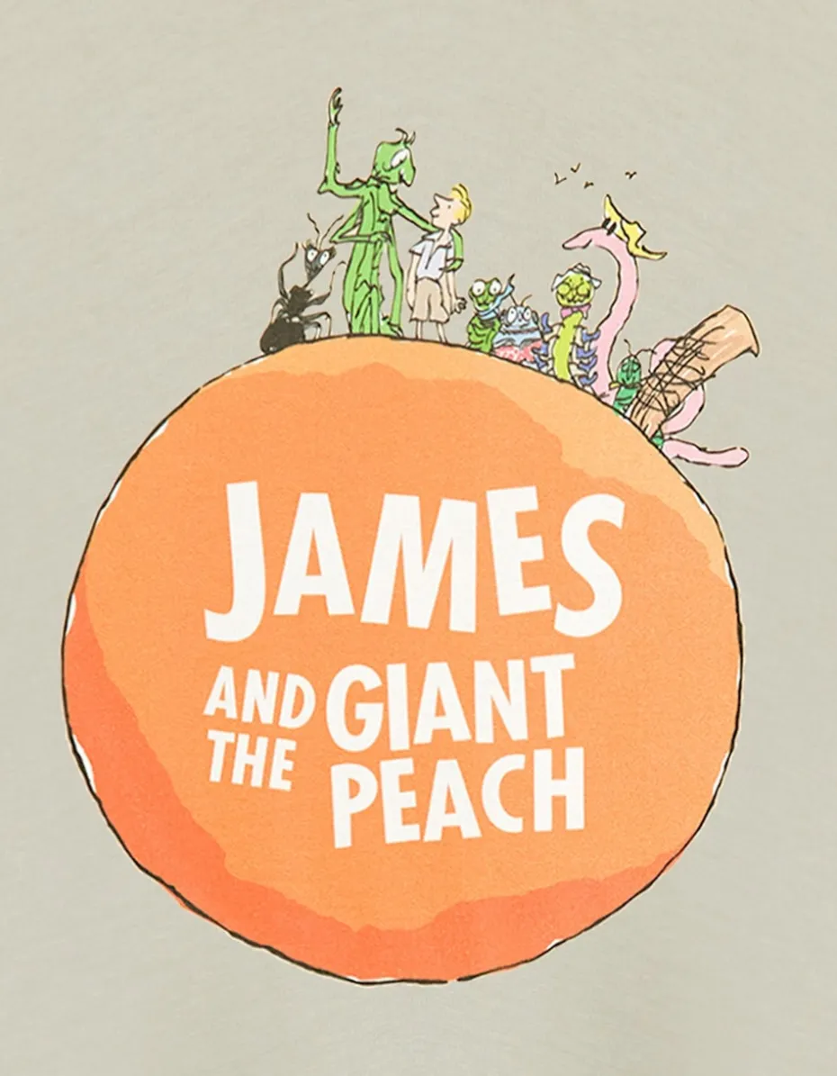 Roald Dahl James & The Giant Peach Unisex Kids Beige T-Shirt (3-14 Years)
