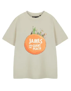 Roald Dahl James & The Giant Peach Unisex Kids Beige T-Shirt (3-14 Years)