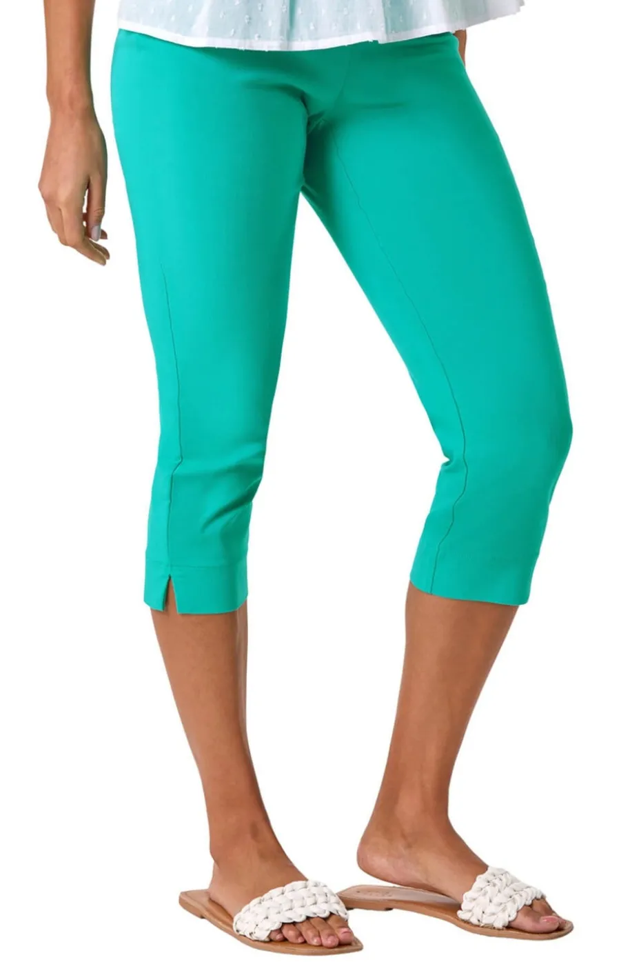 Roman Aqua Cropped Stretch Trousers