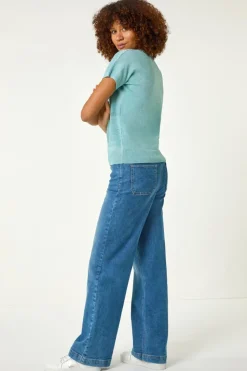 Roman Aqua Shimmer Textured Top