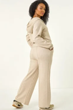 Roman Beige Petite Zip Up Knit Hooded Jacket