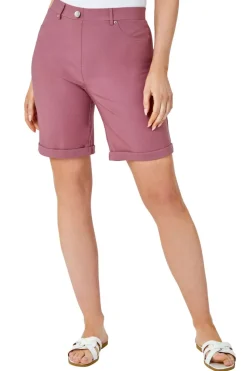 Roman Biscuit Elastic Waist Turn Up Stretch Shorts