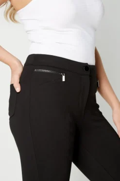 Roman Black 27 Inch Ponte Zip Trousers