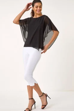 Roman Black Asymmetric Dobby Overlay Top
