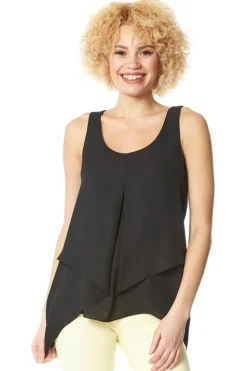 Roman Black Asymmetric Sleeveless Vest Top