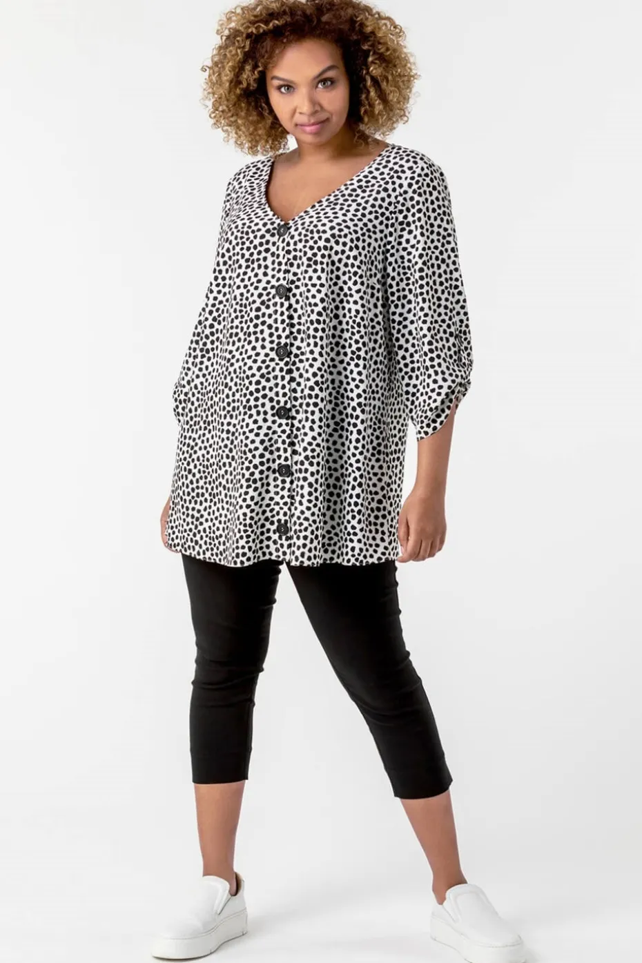 Roman Black Curve Cropped Stretch Side Split Trouser