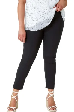 Roman Black Curve Elastic Waist Full Length Trousers