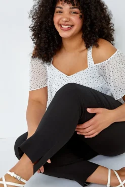 Roman Black Curve Elastic Waist Full Length Trousers