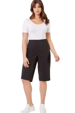 Roman Black Curve Knee Length Elastic Waist  Shorts