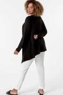 Roman Black Curve Waterfall Front Jersey Cardigan