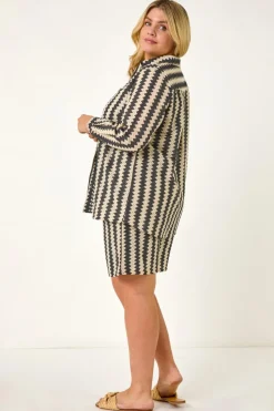 Roman Black Curve Zig Zag Woven Shirt