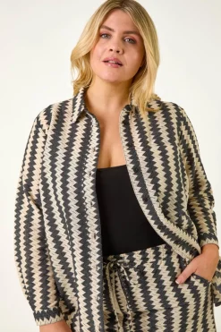 Roman Black Curve Zig Zag Woven Shirt