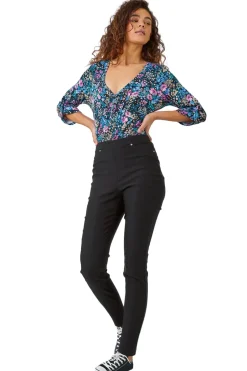 Roman Black Elastic Waist Stretch Jean Trouser