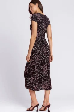 Roman Black Patchwork Floral Stretch Jersey Dress