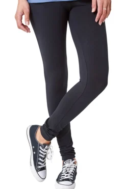 Roman Black Stretch Plain Elastic Waist Leggings