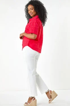 Roman Coral Petite Jacquard One Pocket Shirt