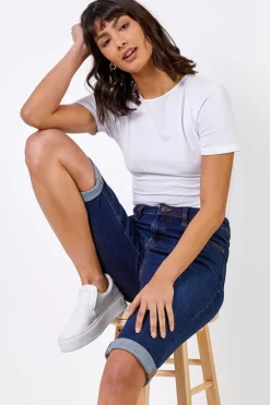 Roman Indigo Essential Stretch Knee Length Shorts