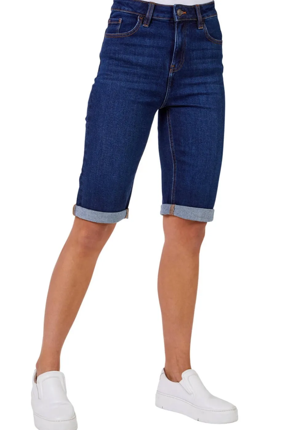 Roman Indigo Essential Stretch Knee Length Shorts