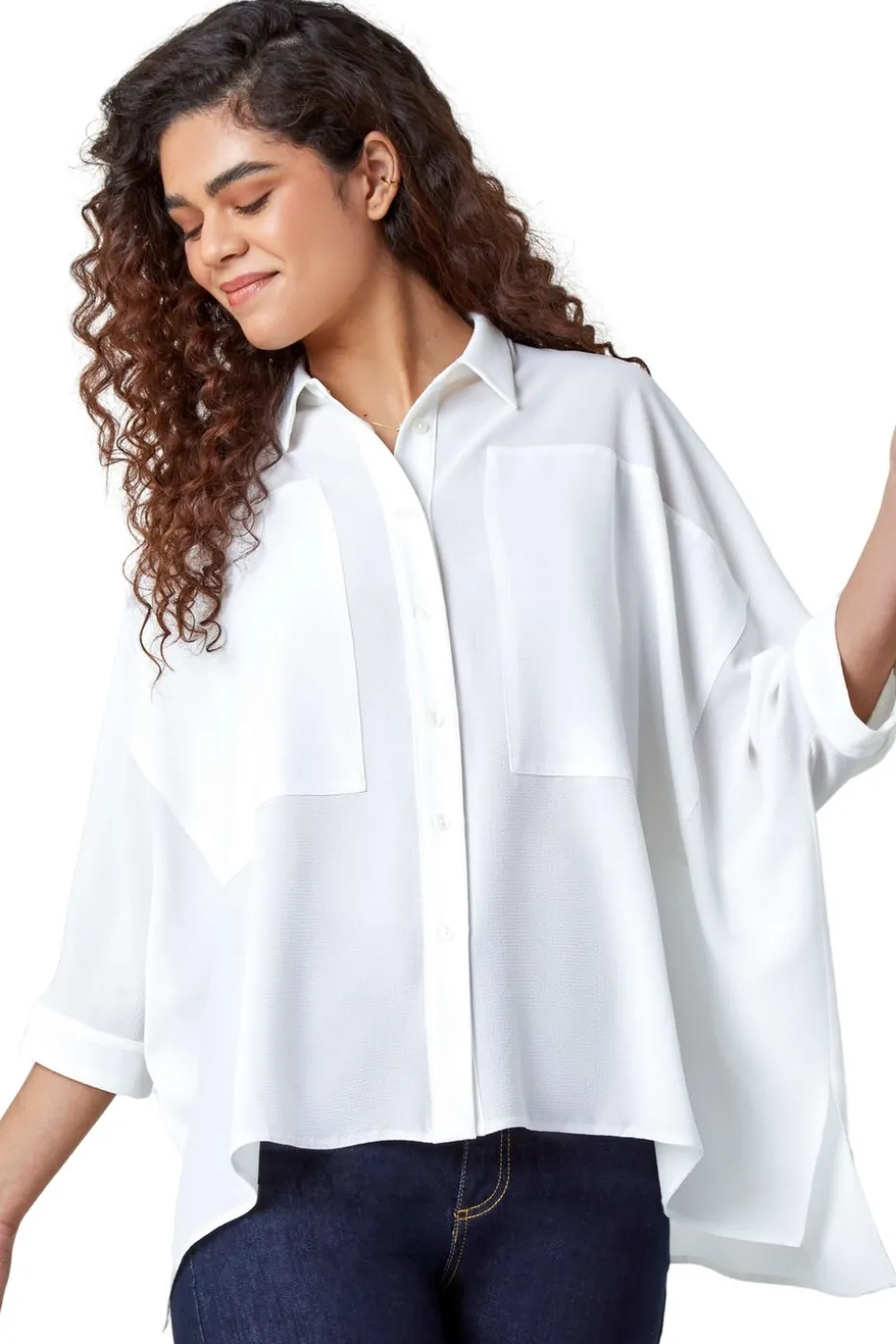 Roman Ivory Relaxed Smart Stretch Shirt