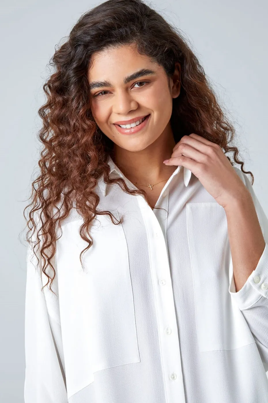 Roman Ivory Relaxed Smart Stretch Shirt