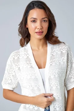 Roman Ivory Stitch Detail Knit Cardigan
