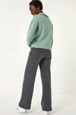 Roman Pale Blue Collar Zip Neck