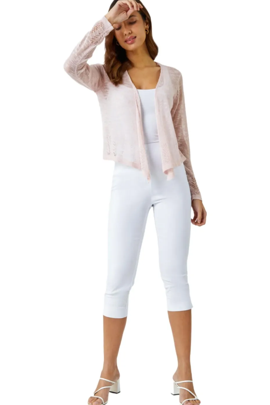 Roman Pink Lightweight Knitted Shrug