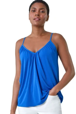 Roman Royal Blue Gathered V-Neck Stretch Vest Top