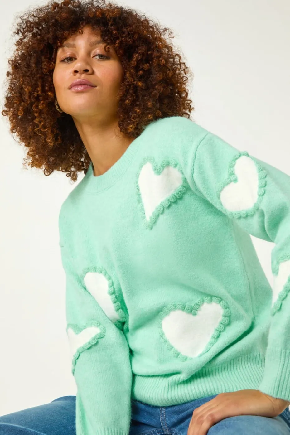 Roman Sage Fun Heart Knit Jumper