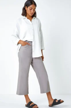 Roman Taupe Cropped Stretch Culotte