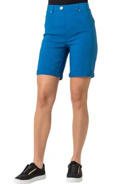 Roman Teal Blue Turn Up Stretch Shorts