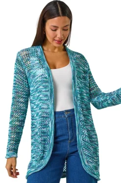 Roman Turquoise Spacedye Lightweight Knit Cardigan