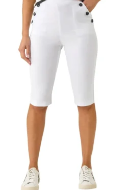 Roman White Buttoned Pocket Cropped Shorts