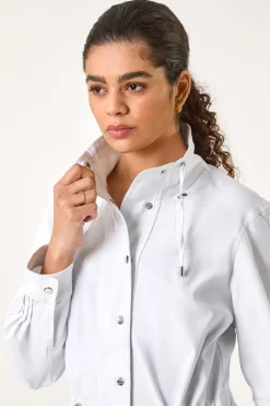 Roman White Buttoned Safari Jacket