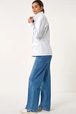 Roman White Buttoned Safari Jacket