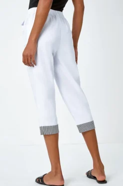 Roman White Contrast Detail Cropped Stretch Trouser