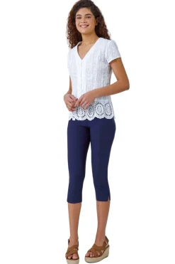 Roman White Cotton Embroidered Crinkle Blouse