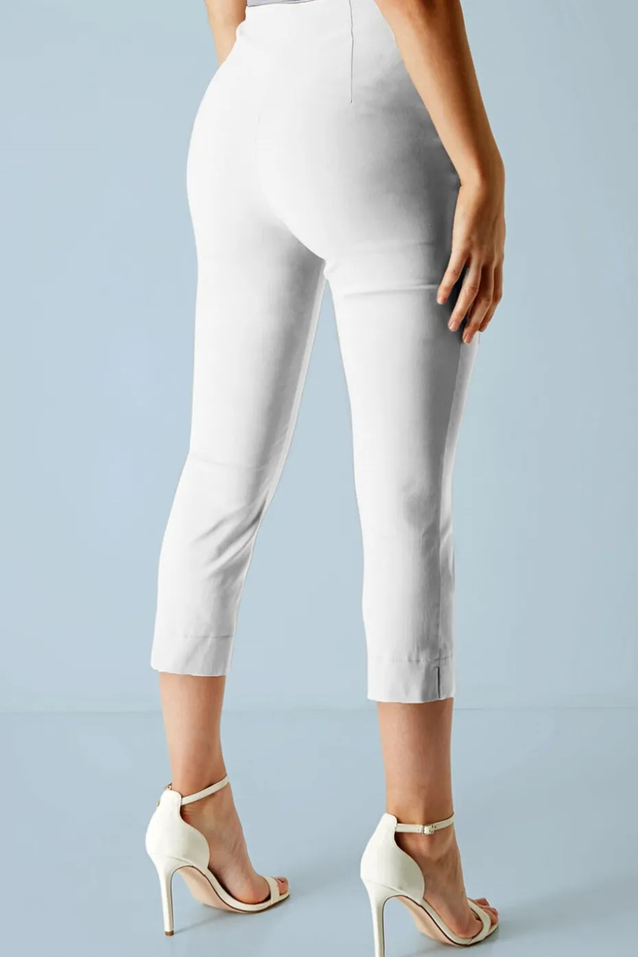 Roman White Cropped Stretch Trouser Capri Summer Leggings 3/4 Pedal Pushers