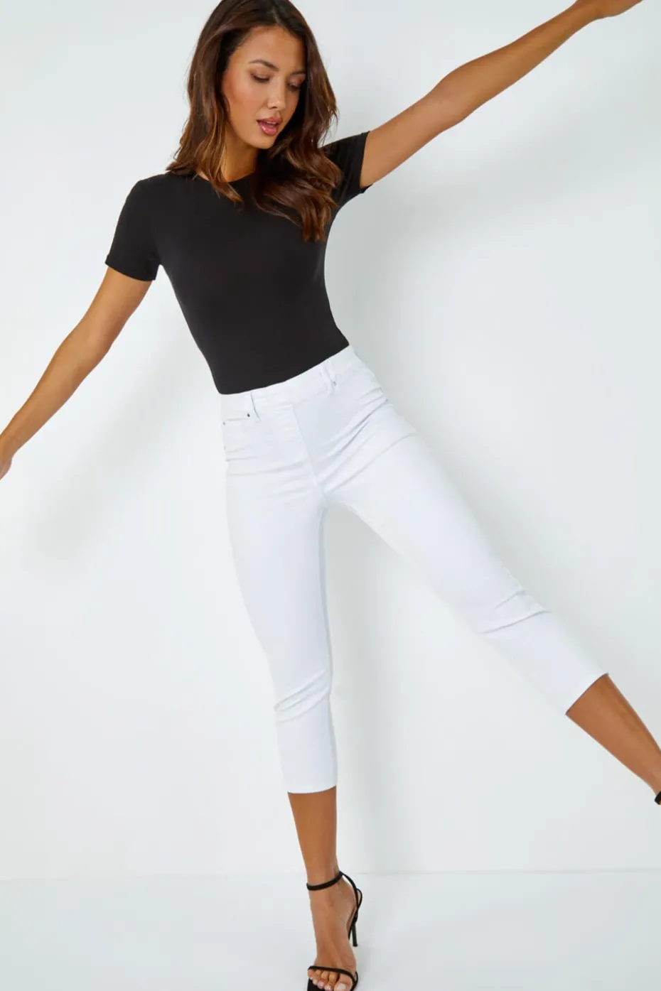 Roman White Cropped Stretch Denim Jegging