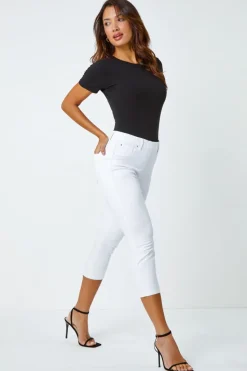 Roman White Cropped Stretch Denim Jegging