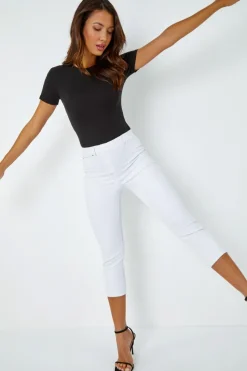 Roman White Cropped Stretch Denim Jegging