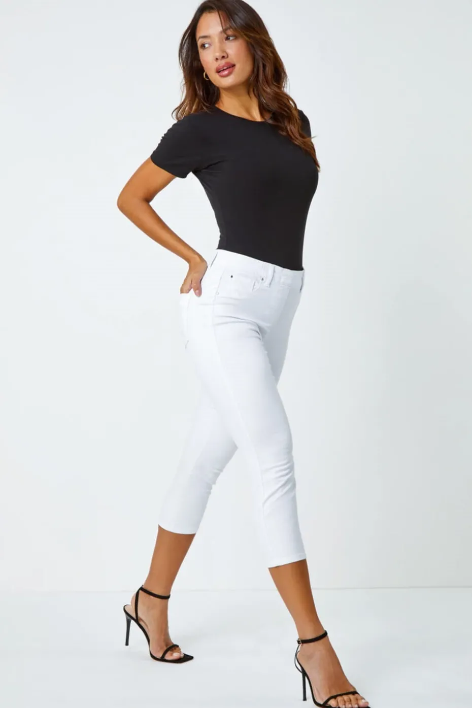 Roman White Cropped Stretch Denim Jegging