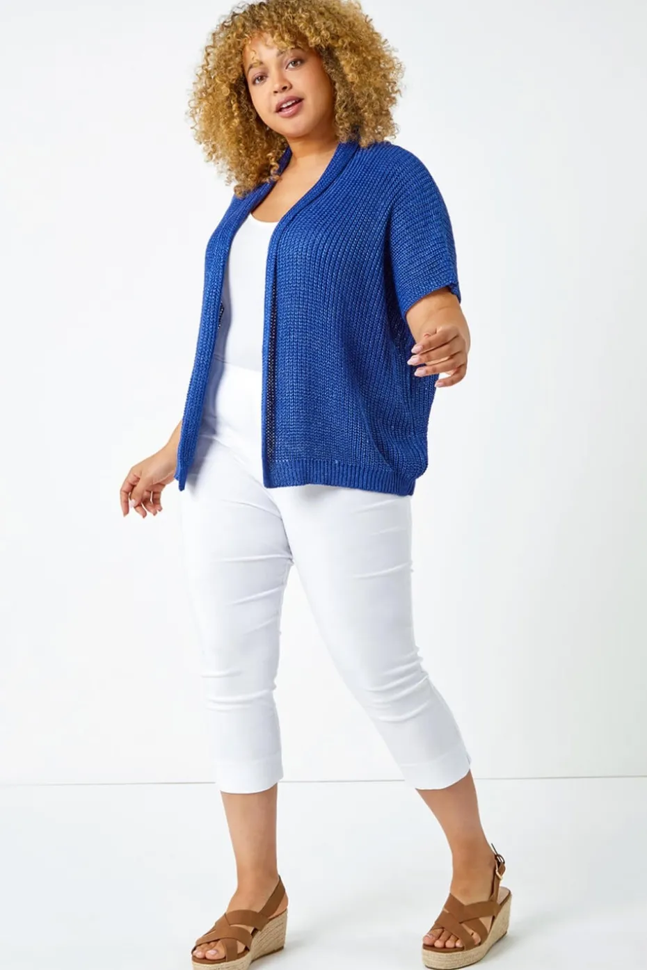 Roman White Curve Cropped Stretch Trouser